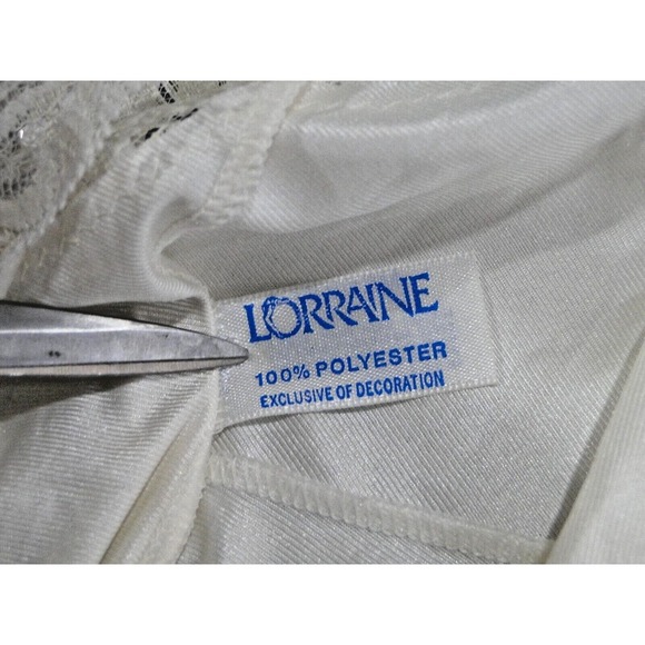 Vintage Lorraine Maxi Sleeveless Nightgown Satin Off White Lace Sz M Women's USA - Picture 9 of 9